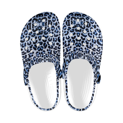 Leopard Blue Skin Print Unisex Clogs Shoes