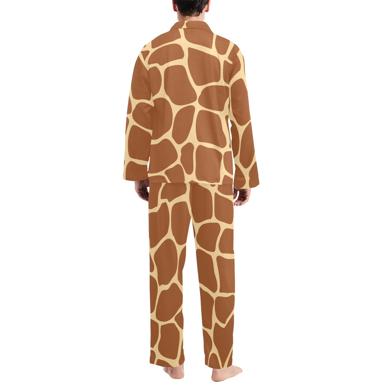 Giraffe Texture Print Men's Long Pajama Set