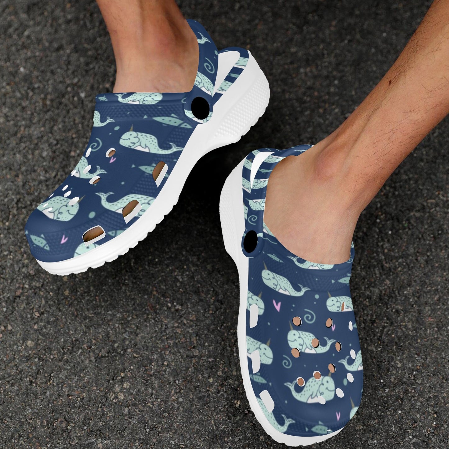 Narwhal Design Print Unisex Clogs Shoes