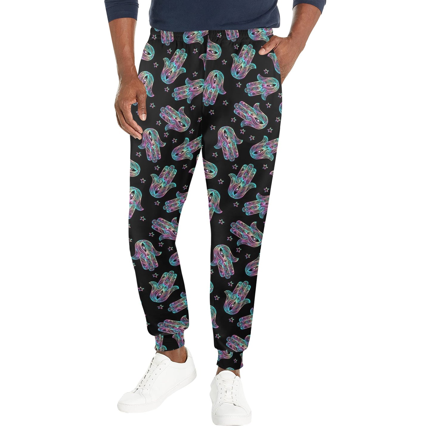hamsa Design Print Pattern JJ0322 Men's Casual Track Pants