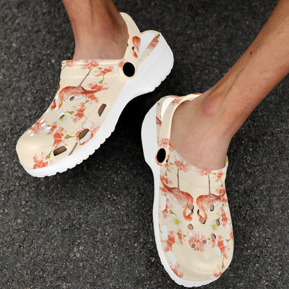 Flamingo Hibiscus Print Pattern Unisex Clogs Shoes
