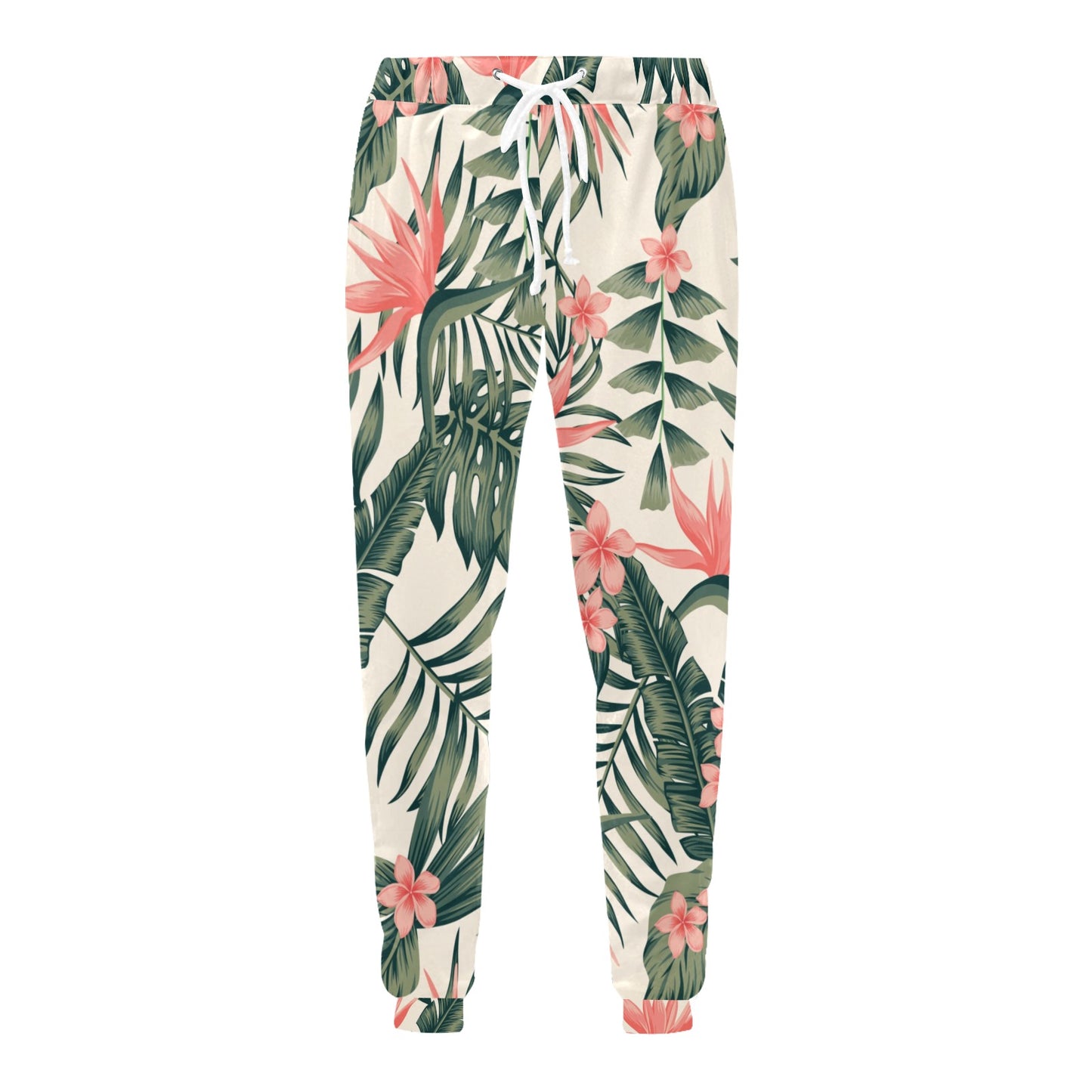 Tropical Flower Palm Leaves Men's Sweatpants
