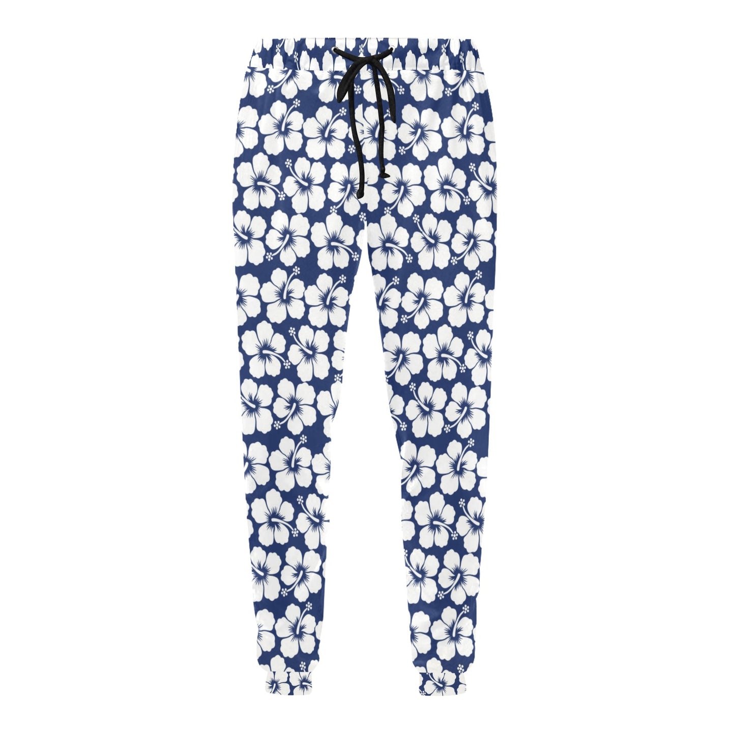 Hibiscus Blue Hawaiian Flower Pattern Men's Sweatpants