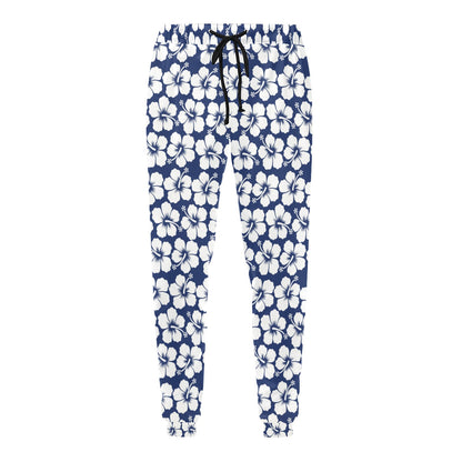 Hibiscus Blue Hawaiian Flower Pattern Men's Sweatpants