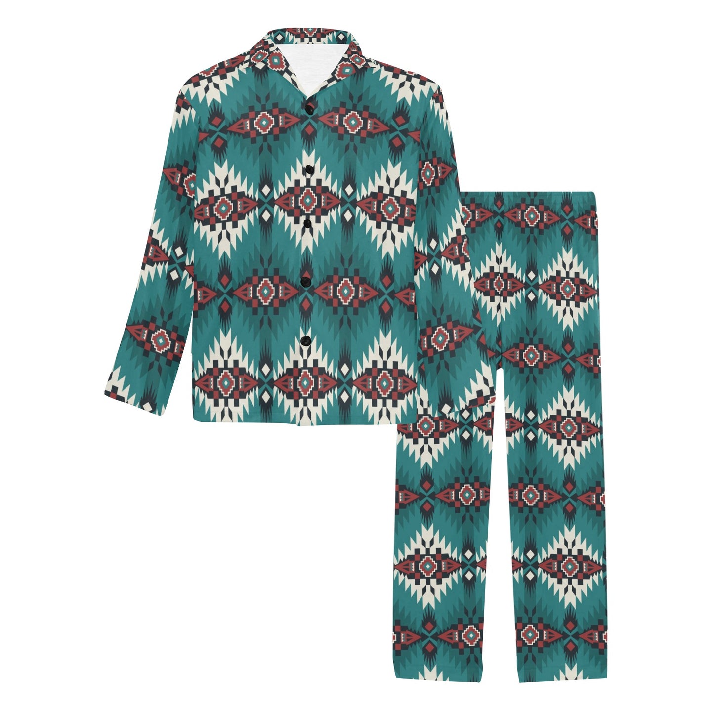 Southwest Pattern Print Design LKS308 Men's Long Pajama Set