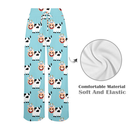 Cattle Cute Pattern Print Design 01 Women's Wide Leg Lounge Pants