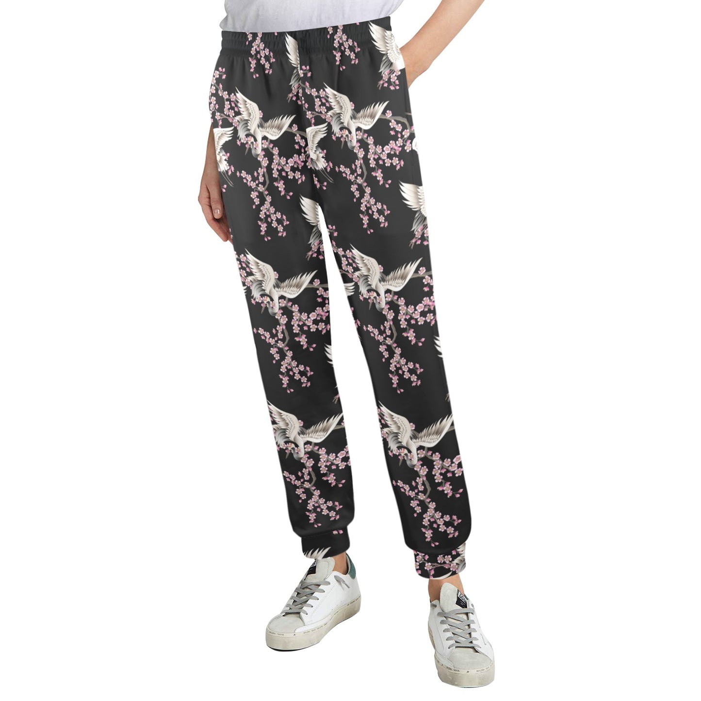 Crane Pattern Print Design 01 Women's Casual Track Pants