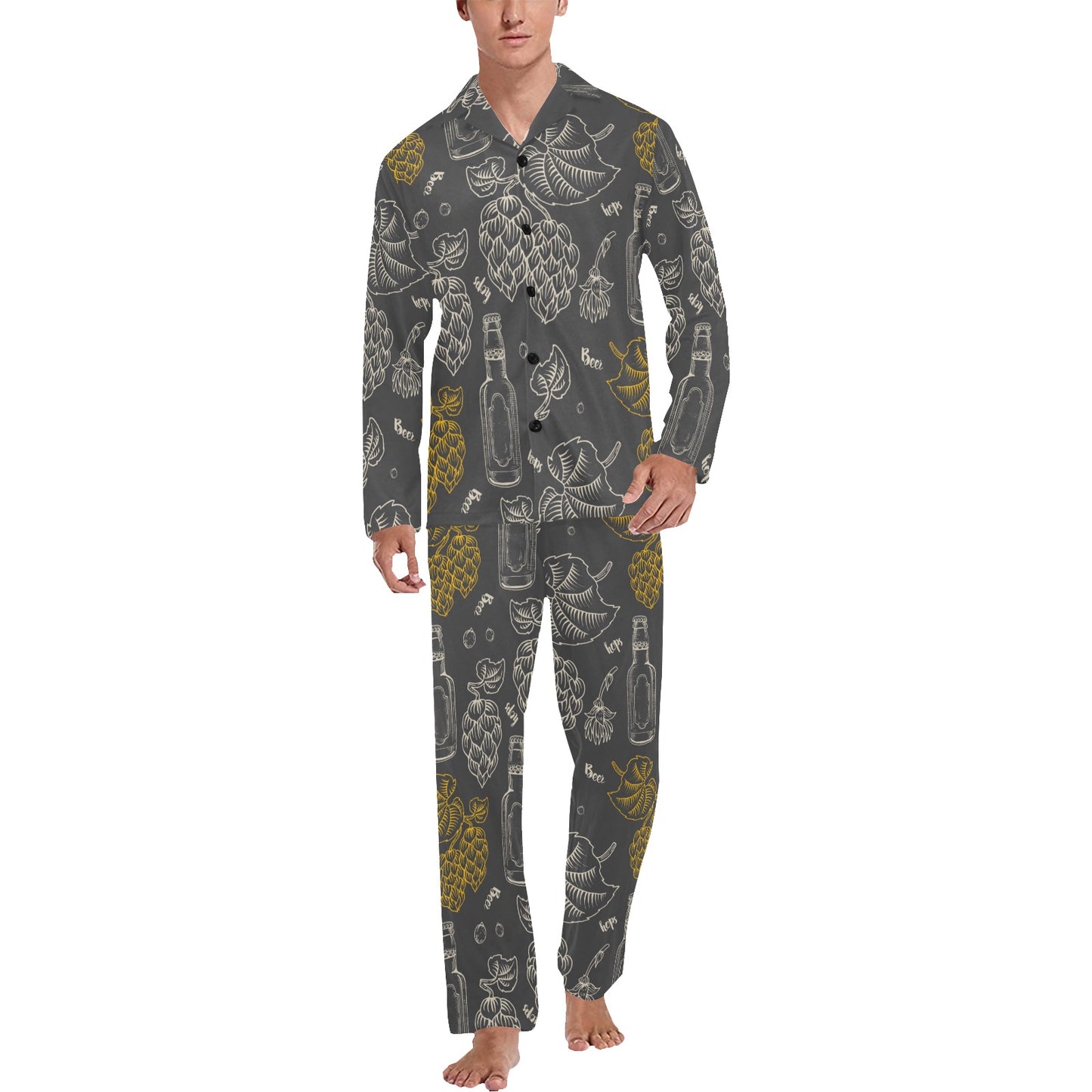 Hope Pattern Print Design 01 Men's Long Pajama Set