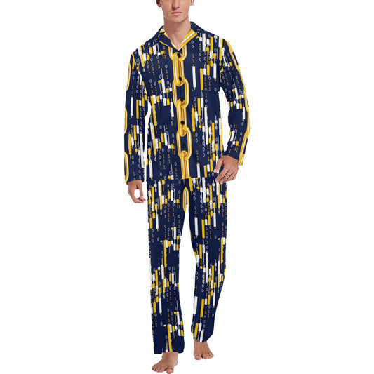 Cryptocurrency Chain Pattern Print Design 03 Men's Long Pajama Set