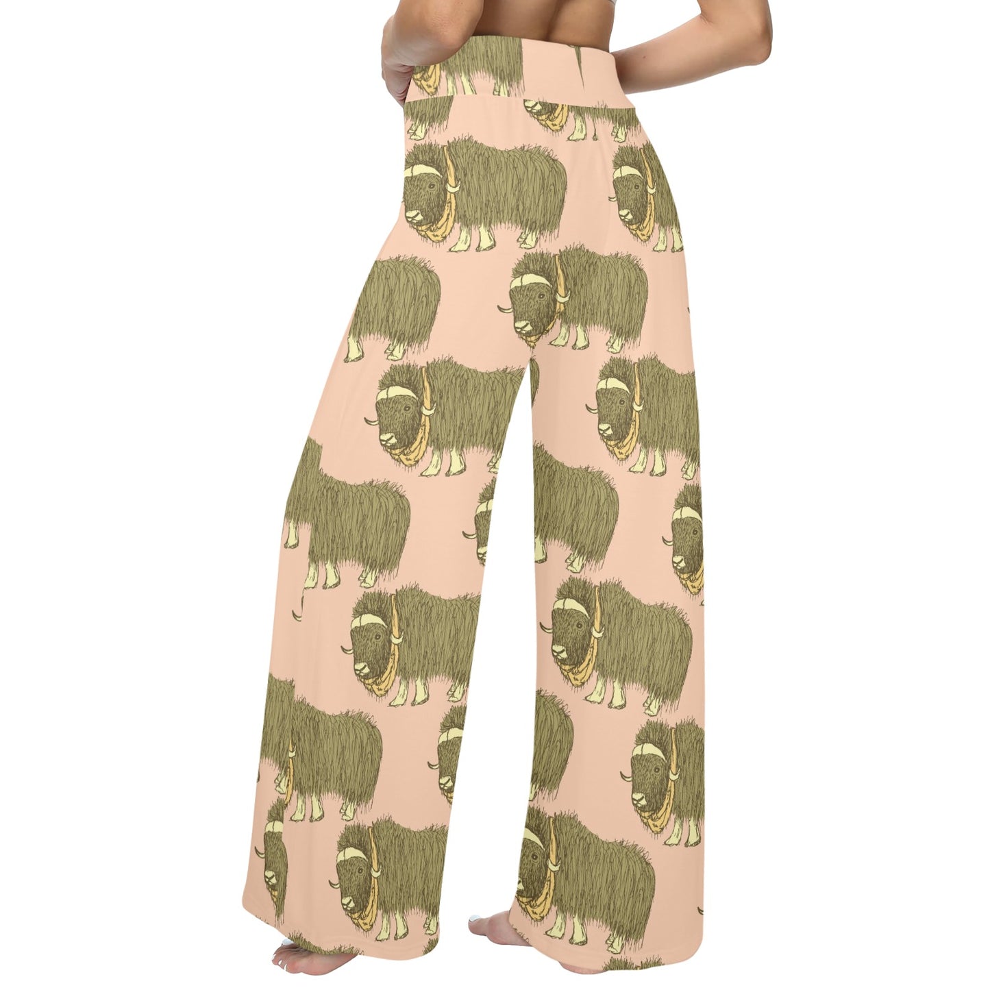 Yak Pattern Print Design 01 Women's Wide Leg Lounge Pants