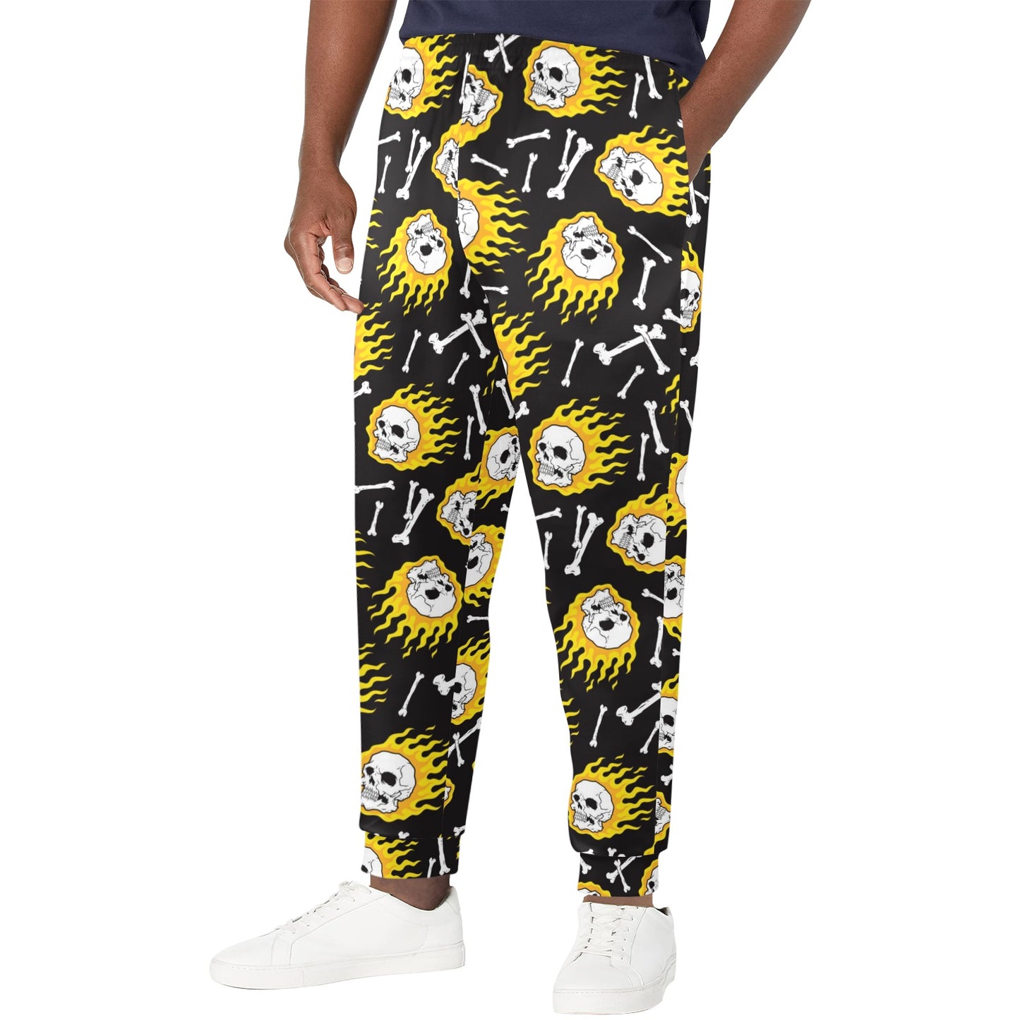 flaming skulls Design Print Pattern JJ0179 Men's Casual Track Pants