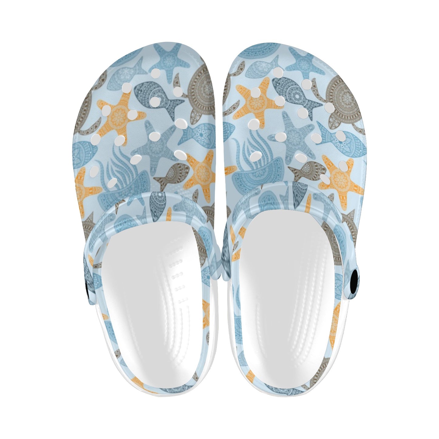 Polynesian Jellyfish Turtle Print Unisex Clogs Shoes