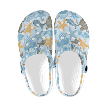 Polynesian Jellyfish Turtle Print Unisex Clogs Shoes