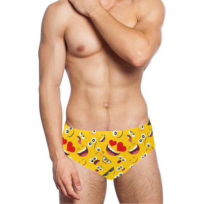 Emoji Face Print Pattern Men's Swimming Briefs