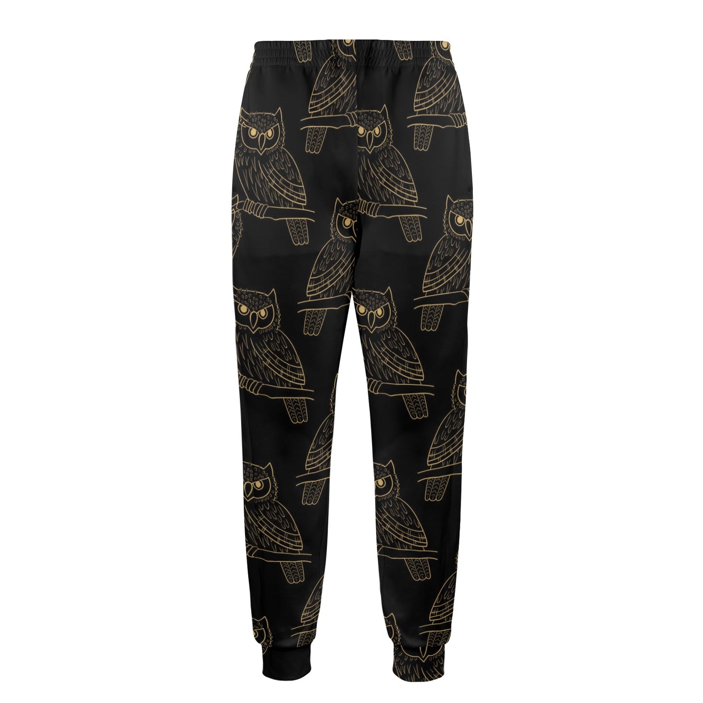 Gold Owl Pattern Men's Casual Track Pants