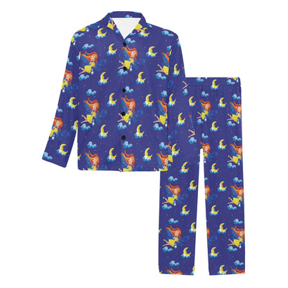 Fairy with Moon Print Pattern Men's Long Pajama Set