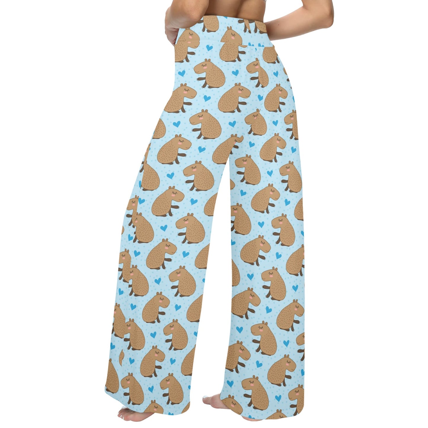Capybara Pattern Print Design 01 Women's Wide Leg Lounge Pants