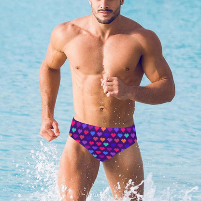 Heart Pixel Pattern Print Design HE03 Men's Swimming Briefs