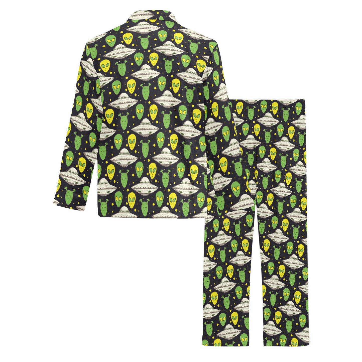 Alien UFO Pattern Men's Long Pajama Set
