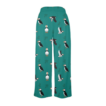 Puffin Pattern Print Design A02 Women's Wide Leg Lounge Pants