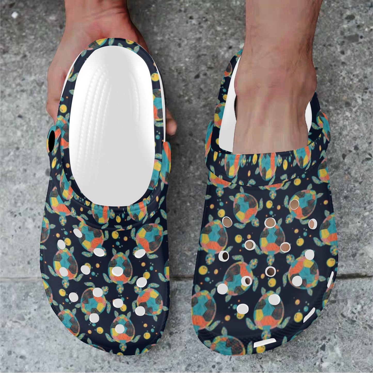 Sea Turtle Colorful with bubble Print Unisex Clogs Shoes