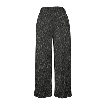 Snake Skin Black Print Women's Wide Leg Lounge Pants
