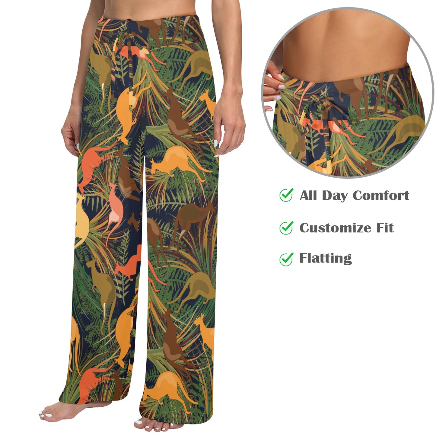 Kangaroos Pattern Print Design 07 Women's Wide Leg Lounge Pants