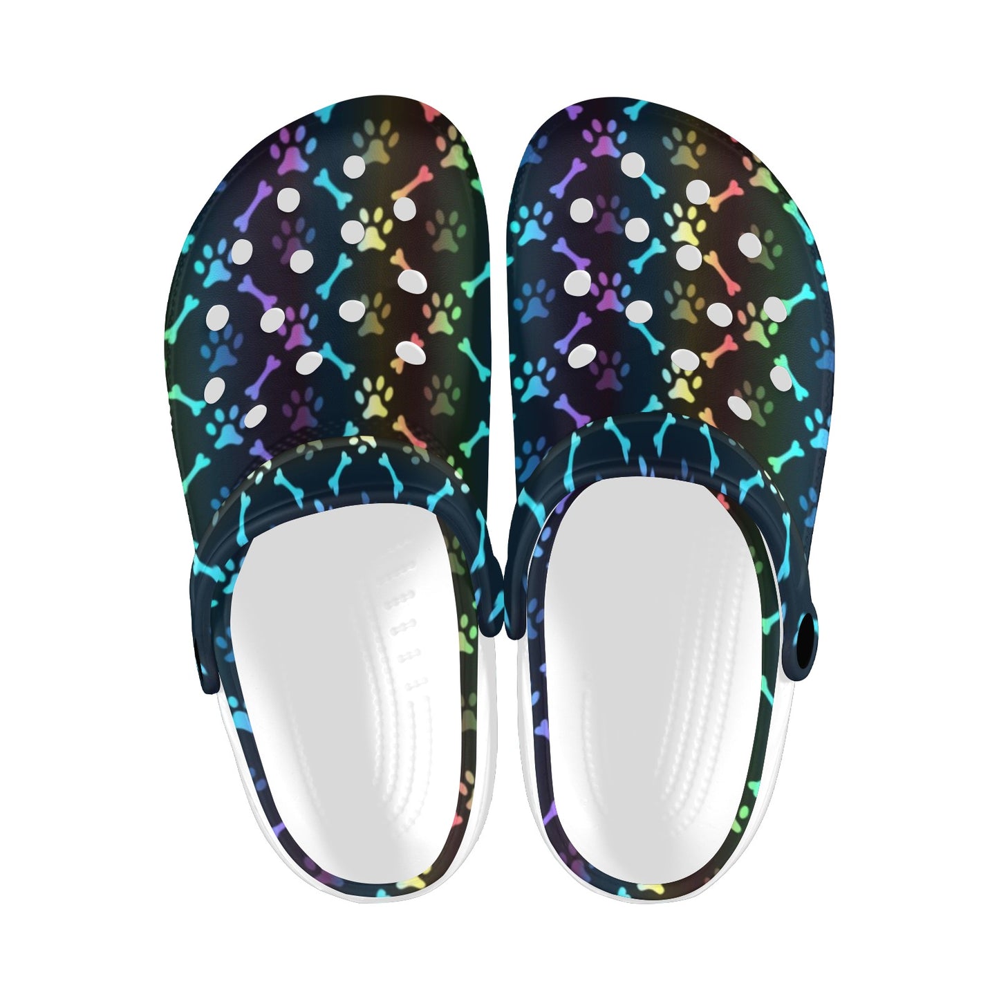 Paw Rainbow Print Unisex Clogs Shoes