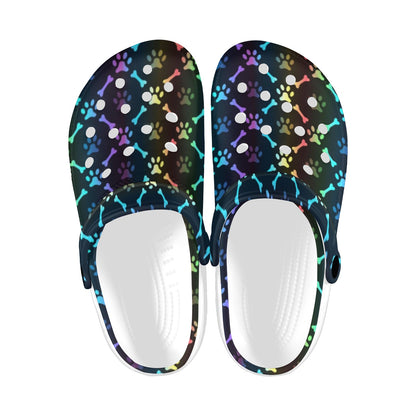Paw Rainbow Print Unisex Clogs Shoes