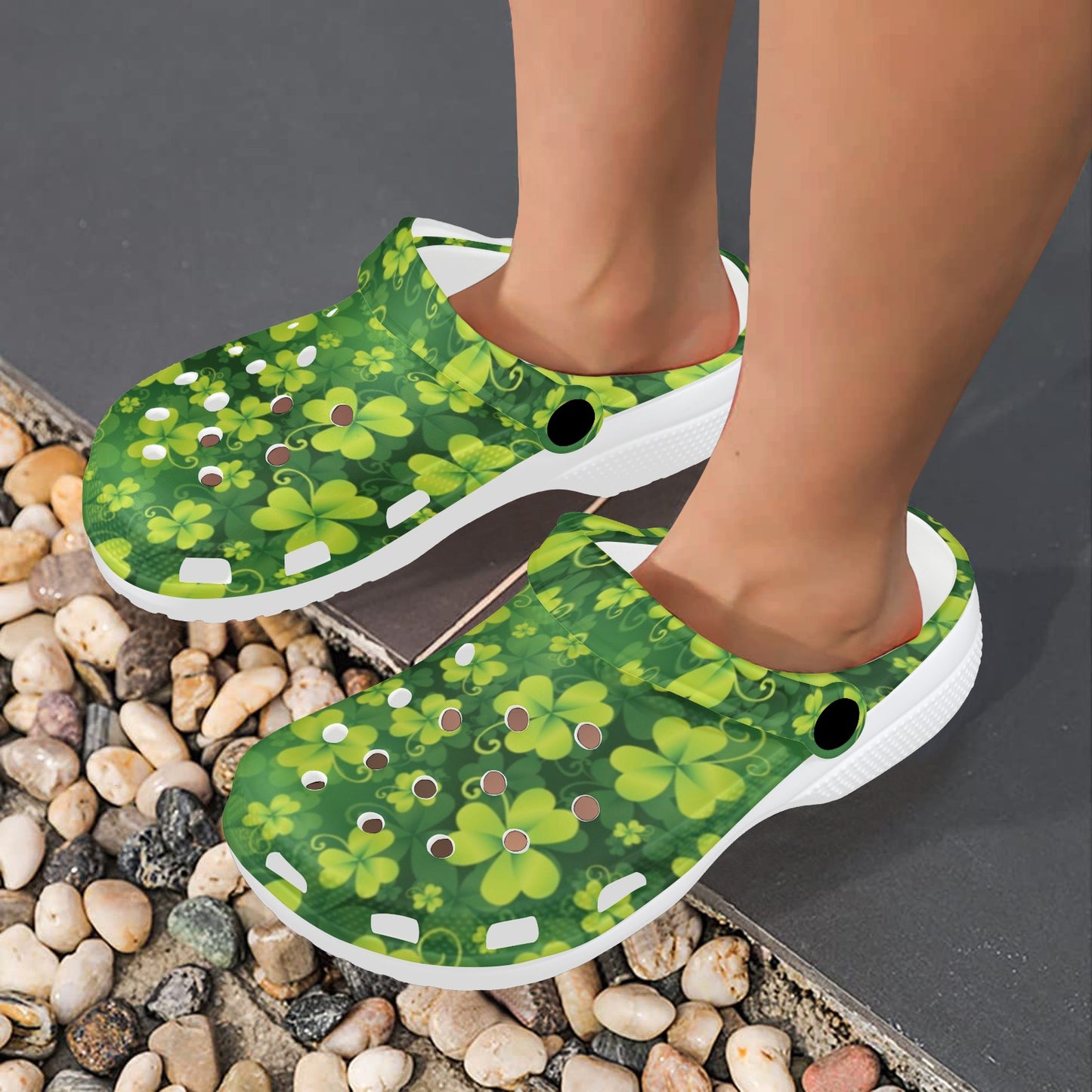Shamrock Clover Print Unisex Clogs Shoes