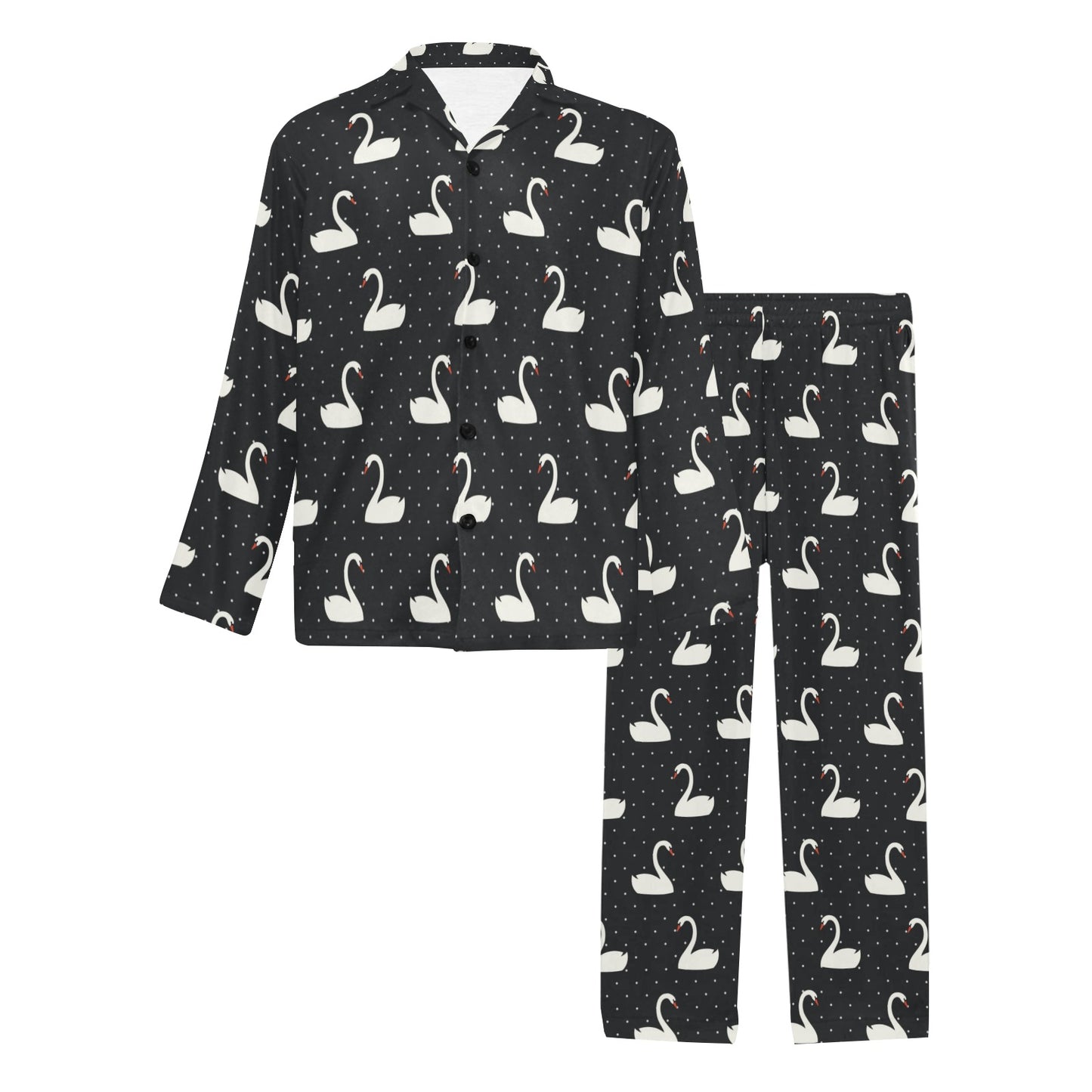 Swan Print Design LKS401 Men's Long Pajama Set