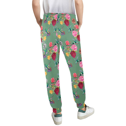 Hummingbird with Rose Themed Print Women's Casual Track Pants