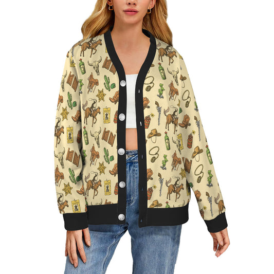 Cowboy Pattern Print Design 04 Women's Cardigan