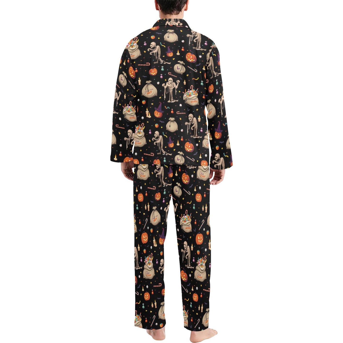 Mummy Halloween Print Design LKS303 Men's Long Pajama Set