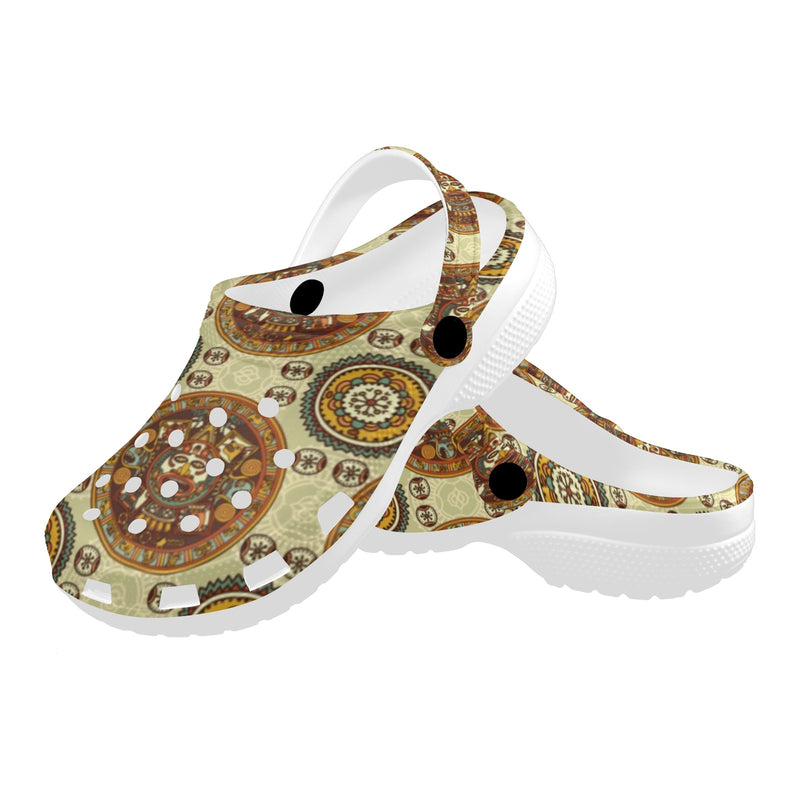 Calendar Aztec Themed Print Pattern Unisex Clogs Shoes