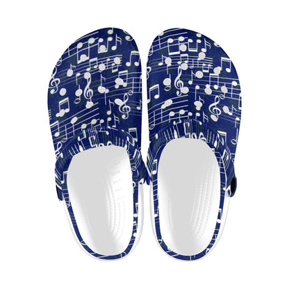 Music Note Blue Themed Print Unisex Clogs Shoes