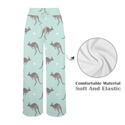 Kangaroos Pattern Print Design 04 Women's Wide Leg Lounge Pants