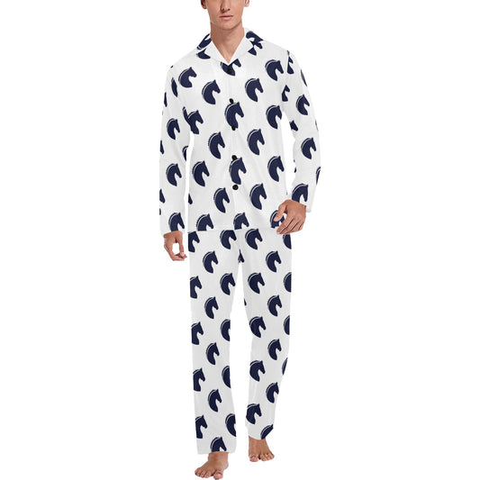 Horse Head Print Design LKS303 Men's Long Pajama Set