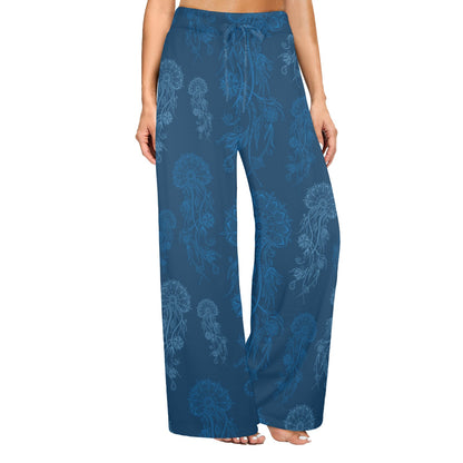 Jellyfish Pattern Print Design 01 Women's Wide Leg Lounge Pants