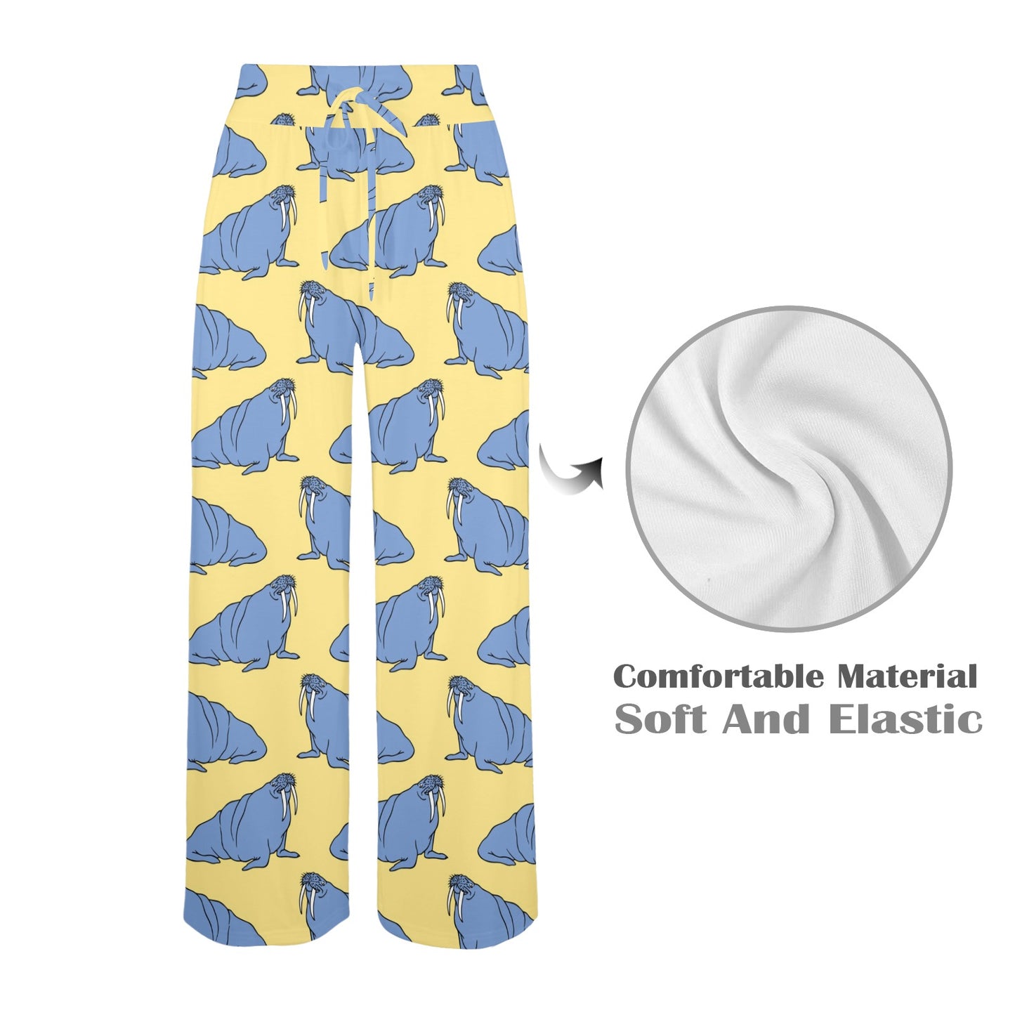 Walrus Pattern Print Design 02 Women's Wide Leg Lounge Pants