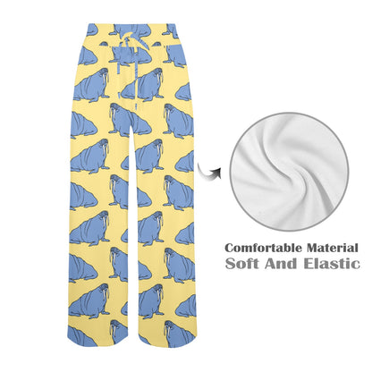 Walrus Pattern Print Design 02 Women's Wide Leg Lounge Pants