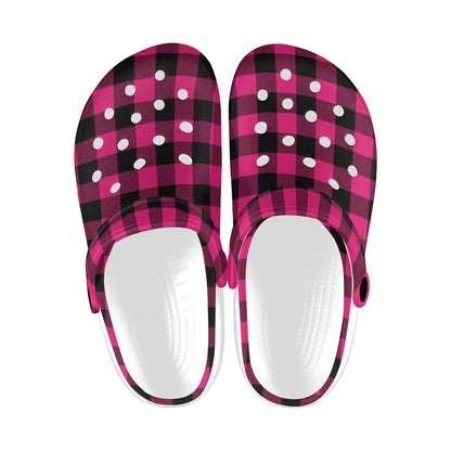 Pink Tartan Plaid Pattern Unisex Clogs Shoes
