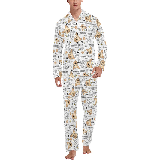 Yorkshire Terriers Print Design LKS308 Men's Long Pajama Set