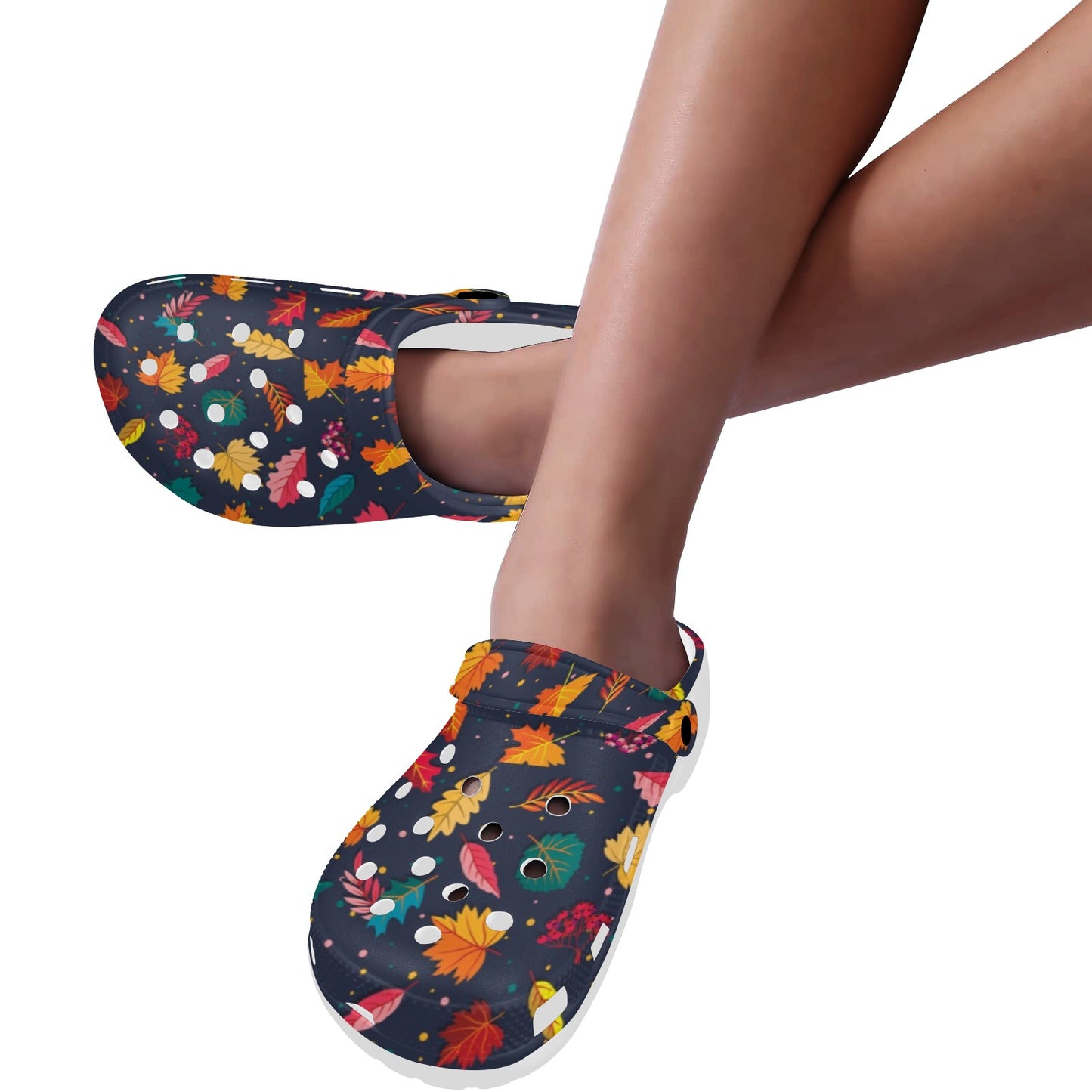 Elm Leave Colorful Print Pattern Unisex Clogs Shoes