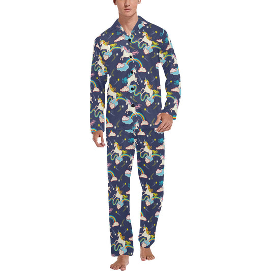 Unicorn Print Design LKS304 Men's Long Pajama Set