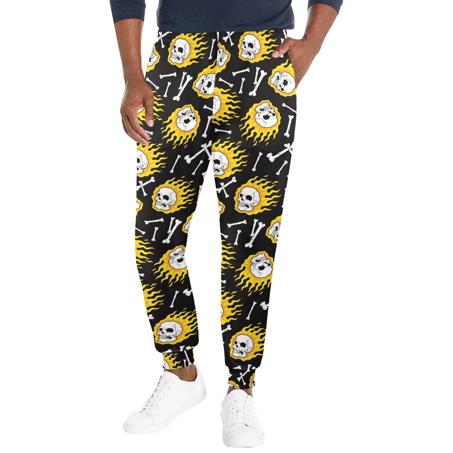 flaming skulls Design Print Pattern JJ0179 Men's Casual Track Pants