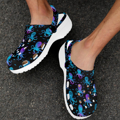 Octopus Blue Design Print Themed Unisex Clogs Shoes