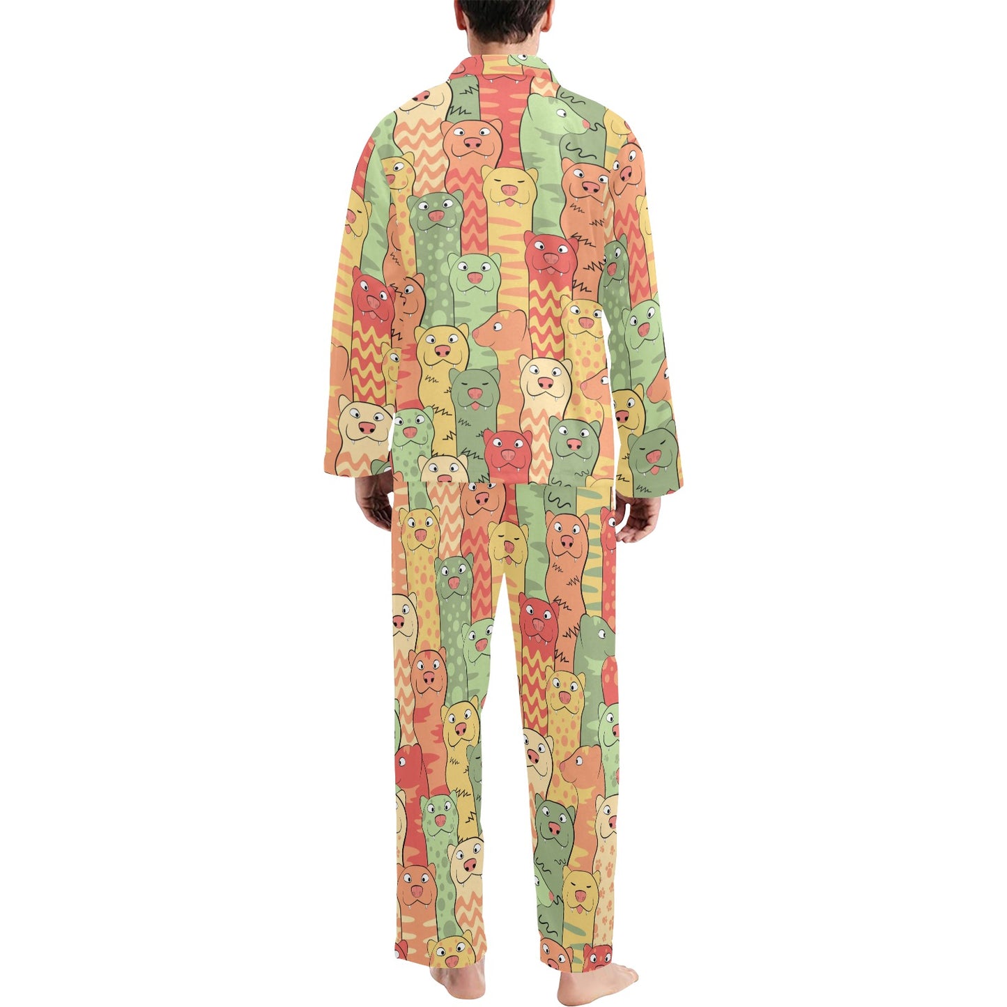Ferret Pattern Print Design 01 Men's Long Pajama Set