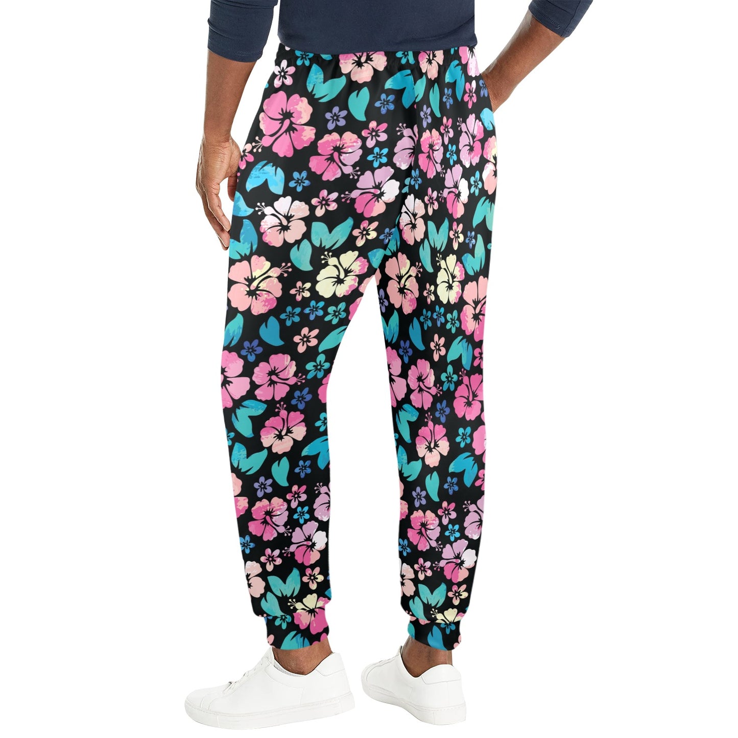 Pink Hibiscus Hawaiian Flower Men's Casual Track Pants