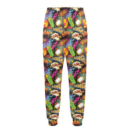 Comic Book Pattern Print Design 01 Men's Casual Track Pants